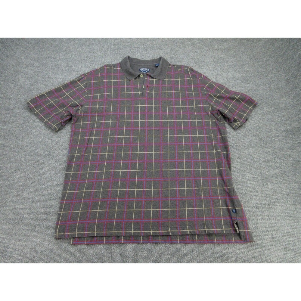 Callaway Mens Polo Shirt Regular Fit Gray Plaid Grid Cotton Short Sleeve XL